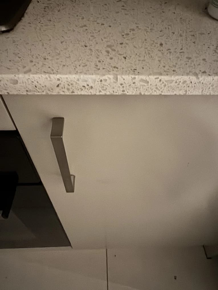 A repaired stone kitchen benchtop, photographed for a customer review.
